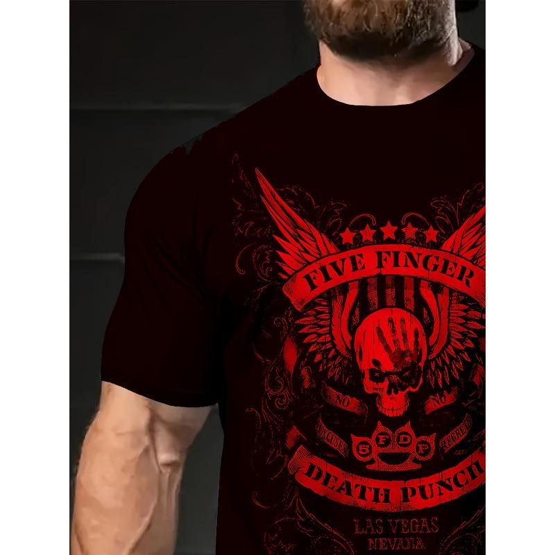 Европейские размеры Мужская футболка с коротким рукавом с винтажными буквами и узорами в виде черепов
