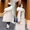 Новая зимняя хлопковая куртка корейской версии, длинная, утолщенная, тонкая, с капюшоном, теплая хлопковая куртка с длинными рукавами для женщин