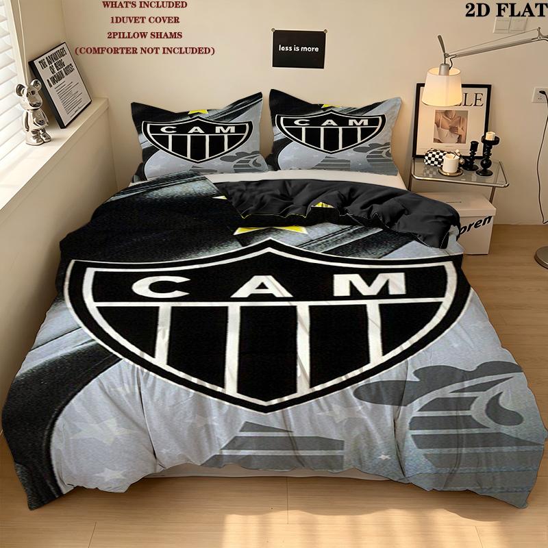 Clube Atletico Mineiro Logo Pattern Bedding Set Quilt Cover Pillowcase Home Decor Gift (1 * duvet cover + 2 * pillowcase, without core)