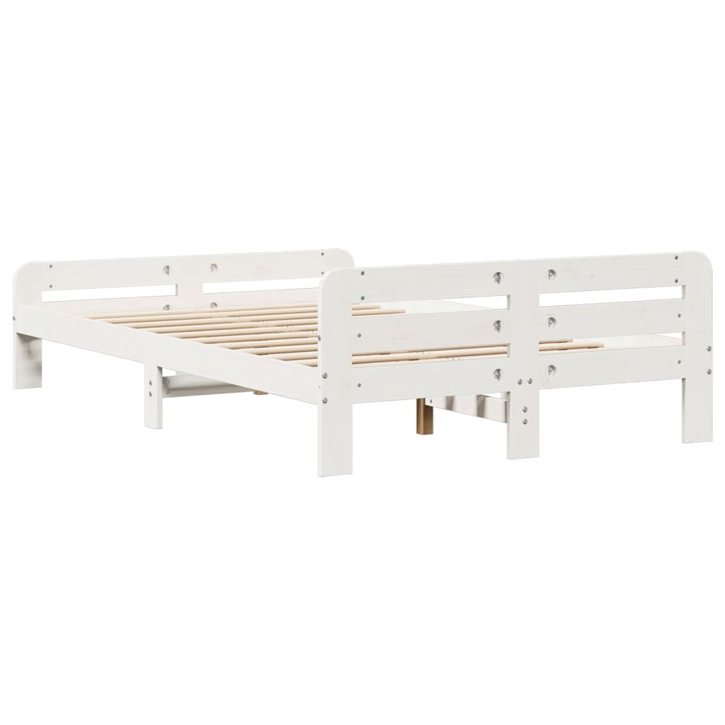 Solid Wood Bed without Mattress White 135 x 190 cm Pine Wood
