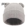 Thermal Head Protection for Infants Baby Knitted Hat, Cute Bear Ear Winter Warm Stretchy Outdoor Headwear Soft Cozy Skull Cap Newborn Infant