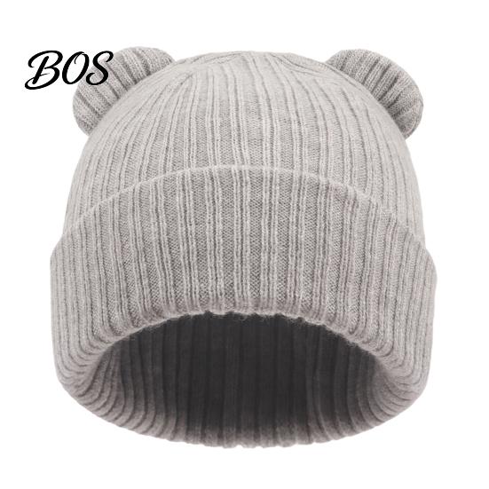Thermal Head Protection for Infants Baby Knitted Hat, Cute Bear Ear Winter Warm Stretchy Outdoor Headwear Soft Cozy Skull Cap Newborn Infant