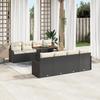 9-piece Garden Sofa with Cushions Black Poly Rattan, 2-seater Garden Sofa with Storage and Cushions Black Poly Rattan 3358168