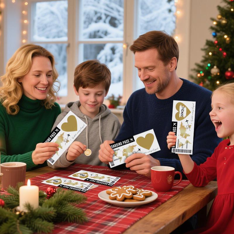 5Sheets Boarding Pass Scratch Off Game Card with Envelope DIY Surprise Gift for Wedding Birthday Party Christmas Travel Tickets