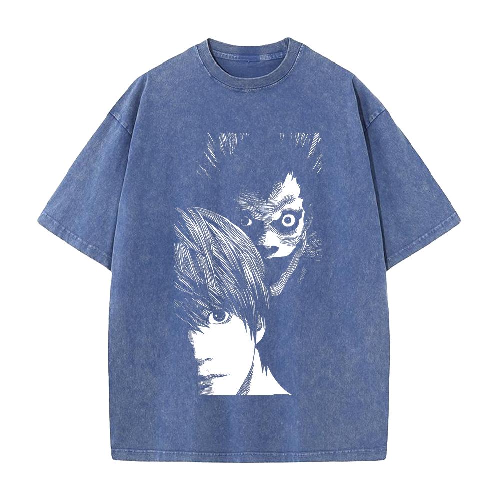 Anime DEATH NOTE Yagami Light Ryuk Graphic T Shirt Men Short Sleeve Clothing Oversized Tshirt Washed Cotton Tee Harajuku T-shirt