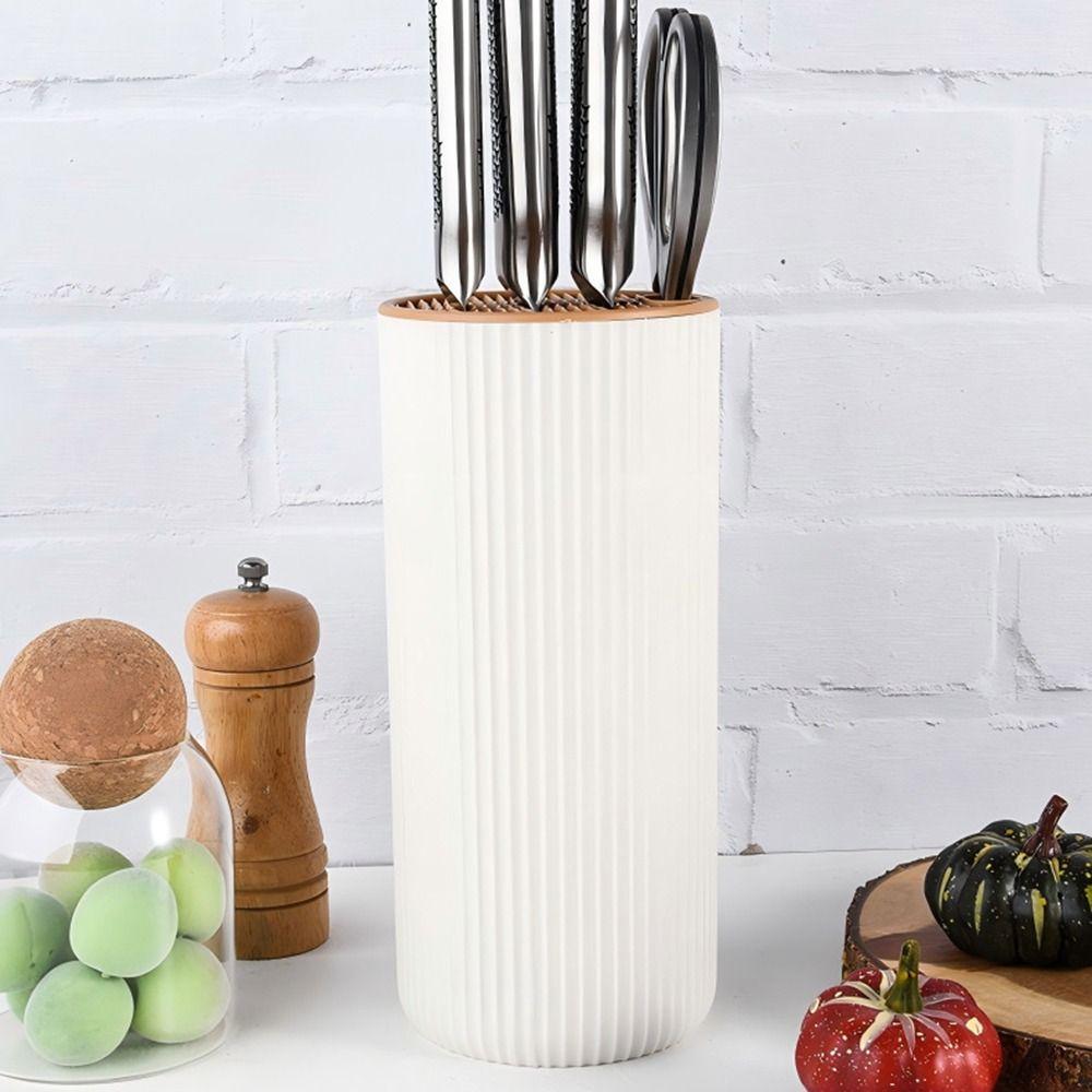 Flexible Inserted Design Kitchen Cutter Holder Round Ribbed Cutter Storage Stand Quick Access Non-Slip Universal Cutter Block