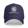 Черная Классическая Бейсболка с Вышивкой Логотипа Smith & Wesson, Регулируемая Кепка с Белой Отделкой и Дизайном Эмблемы Бренда