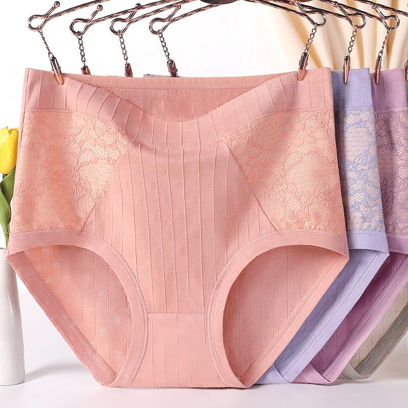 Нижнее белье больших размеров для женщин среднего возраста, хлопковые кружевные трусики, нижнее белье, трусы с высокой талией