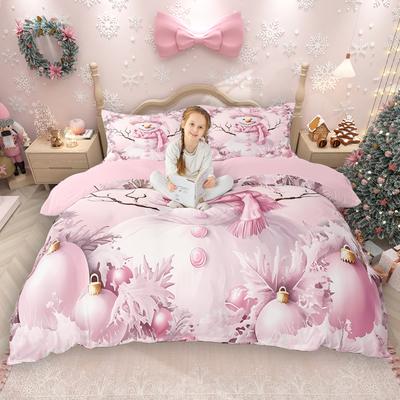 Комплект пододеяльника Homewish Kids Merry Christmas 2шт/3шт, Постельное белье с имбирным пряником и рождественской елкой, Милый пододеяльник со снеговиком и снежинками