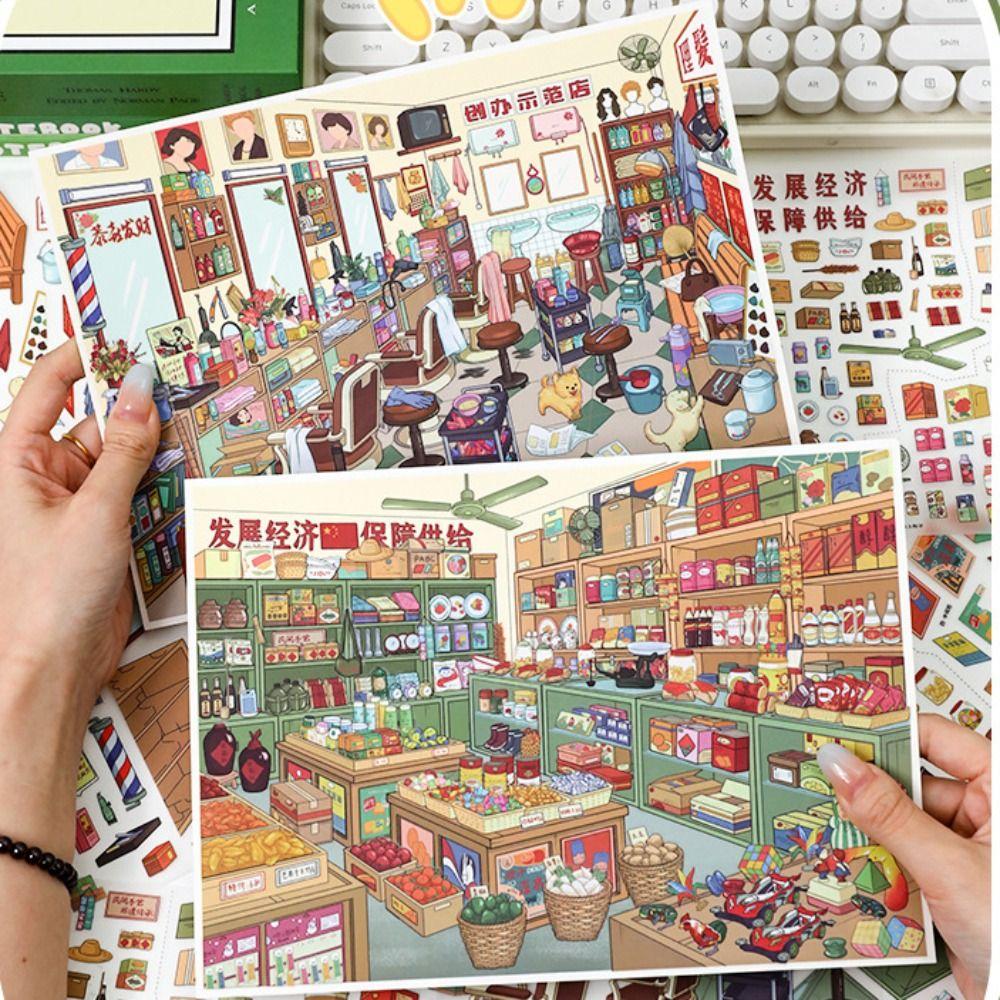 3D Barber Shop Sticker 2 Themes 3D Landscape Sticker Children Activity