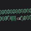 Цепочка в стиле хип-хоп Iced Out 10 мм, кубинская цепочка, колье с зелеными бриллиантами, мужские зеленые стразы, ожерелье с зубцами, кубинские цепочки