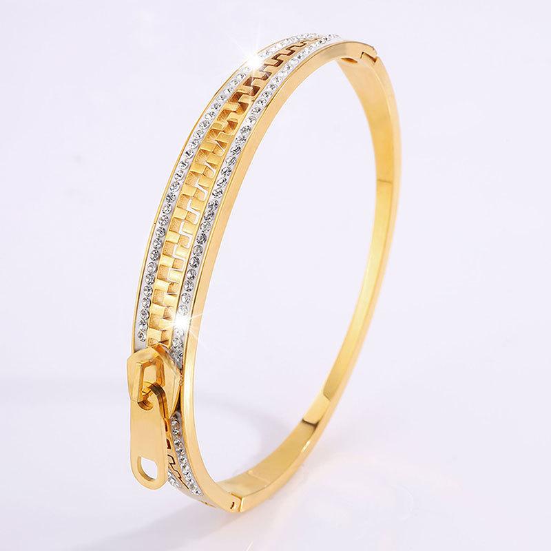 Titanium steel bracelet gold high version temperament zircon bracelet women's light luxury fashion elegance does not fade simple bracelet