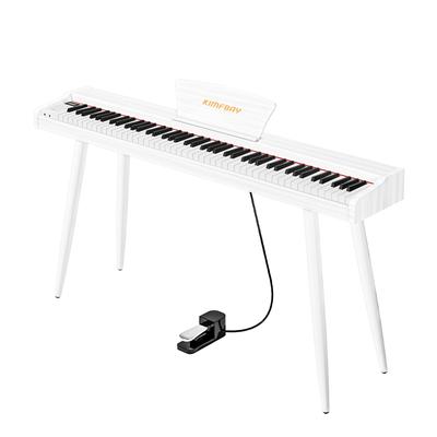 KIMFBAY Digital 88 Wooden Electronic 88 Digital MIDI Pedal Adapter Japanese Instruction White Piano, Keys, Piano, Keys, Piano, Beginners, Children,