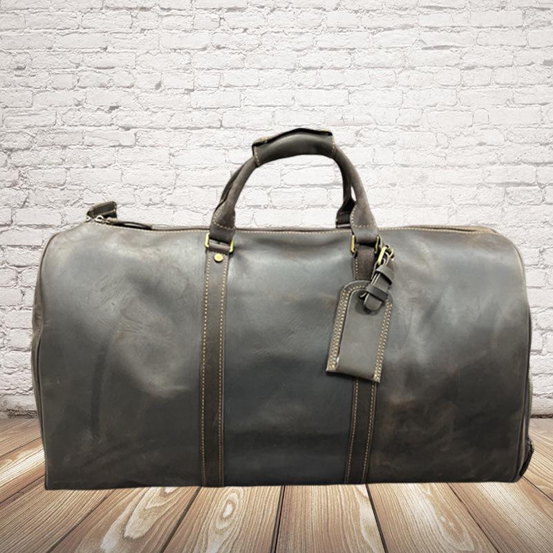 Мужская кожаная дорожная сумка с отделением для обуви - Винтажная кроссбоди ручная кладь