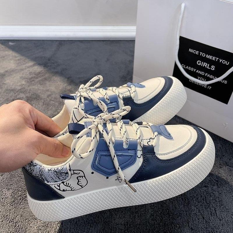 Women Vulcanized Shoes Spring Autumn Girly Platform Shoes for Women Breathable Lightweight Round-toe Sneakers Women Casual Shoes