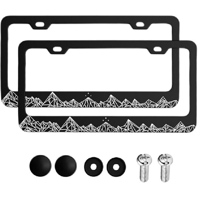 Mandark 2 PCS Carbon Fiber Car License Plate Frame, Aluminum Automotive Plate Bracket Holders With Screws, Rustproof US Standard Vehicle Front Back