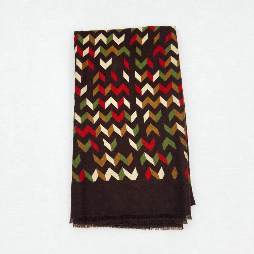 Long Fringe Fringe Shawl Wrap Sun Protection Polyester Shawl Chevron Print Scarf Autumn Spring
