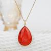 Retro Simple Gold Color Edge Waterdrop-shaped Natural Crystal Pendant Necklace for Women Amethyst Collar Chain Jewelry Gifts