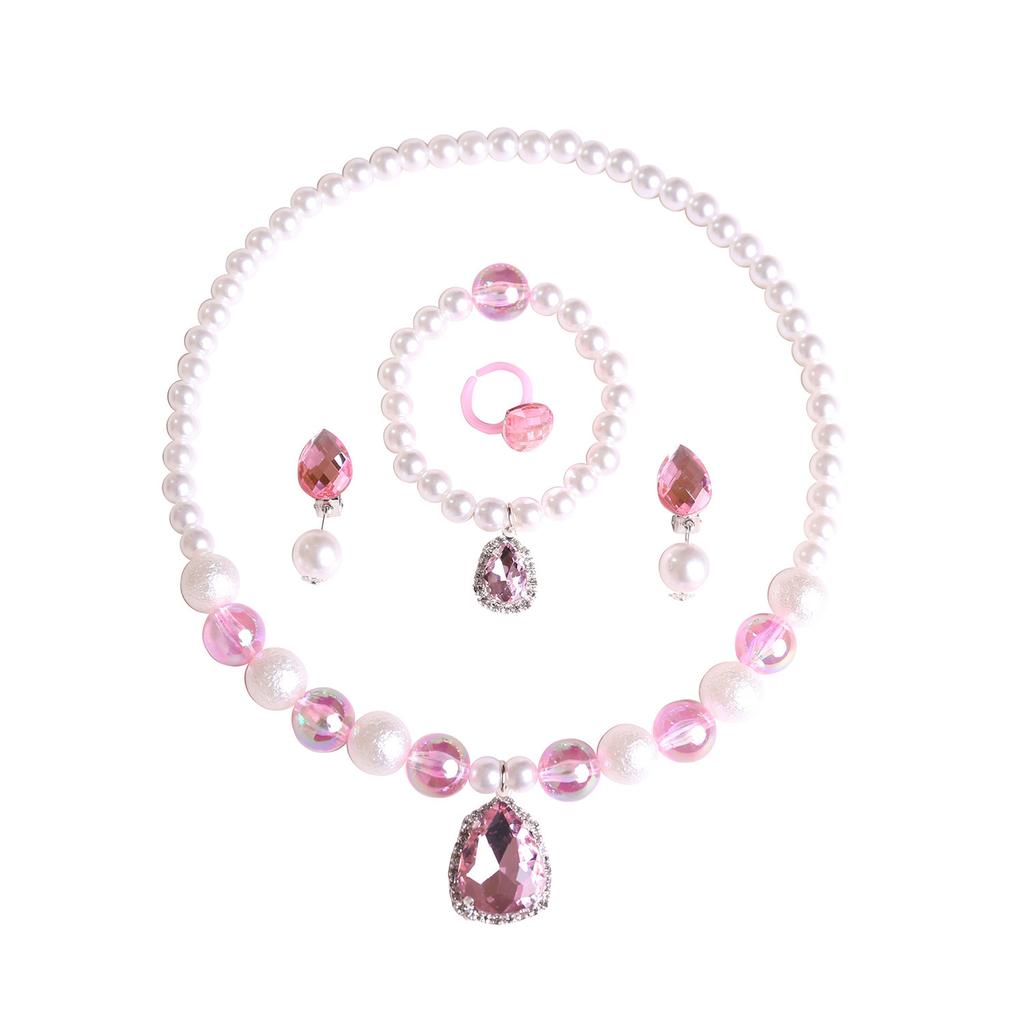Cross-border foreign trade children's mermaid tail girls pearl necklace bracelet ring earrings set girl baby accessories