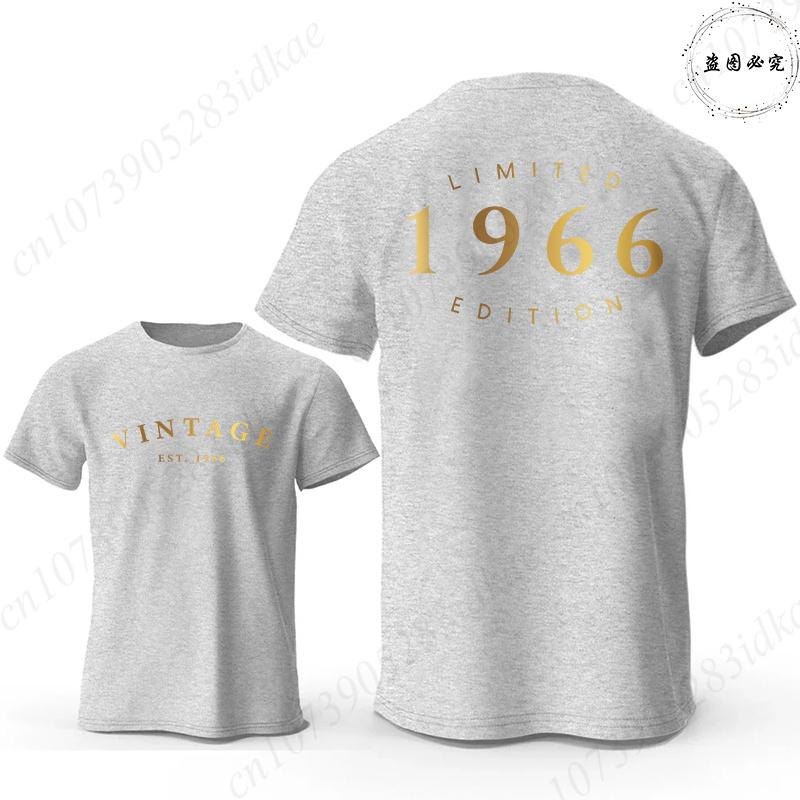 Винтажные Футболки с надписью Est 1966 Ограниченная серия 60-й День Рождения Мужские Оверсайз С Круглым Вырезом Короткий Рукав Модные Графические Мужские Одежда