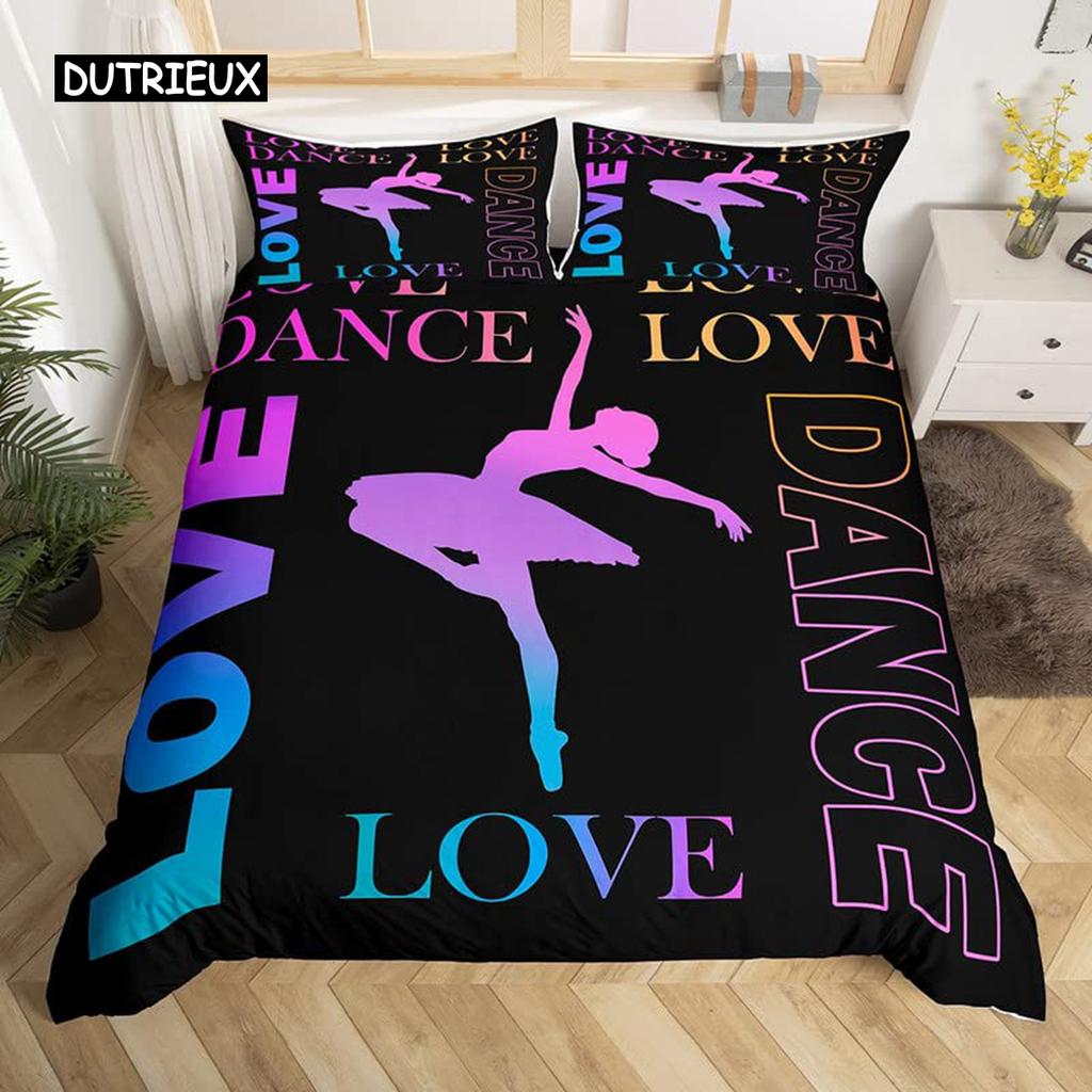 Пододеяльник для балета, комплект постельного белья Love Gymnastics, полиэстер, танцор, музыкальный плед, чехол для вечеринки Popstar, вольные упражнения, декор