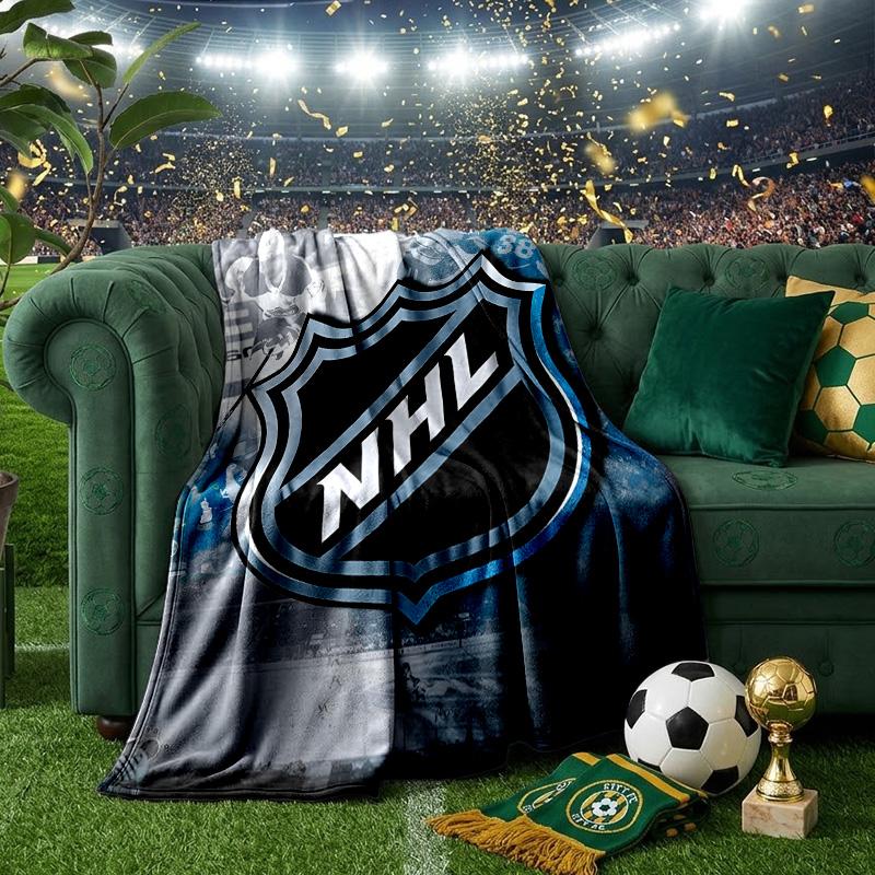 Nhl Hockey League Emblem Throws Blanket Flannel Blankets Plush for Couch Bed Gifts for Men Women Travel picnic blanket Christmas fan gifts