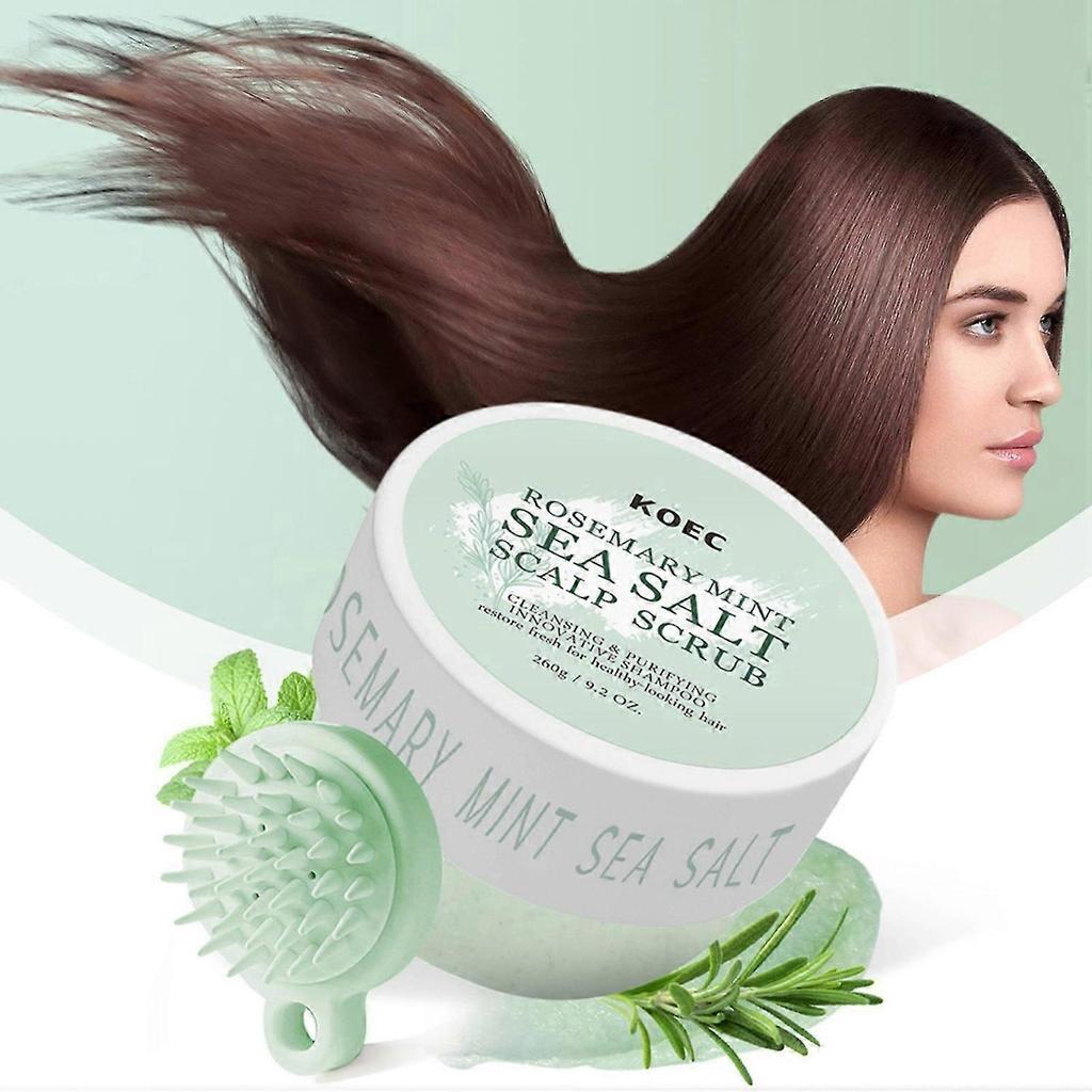2-in-1 Rosemary Scalp Scrub Shampoo, Sea Salt & Mint calp Care with Massaging Comb for All Hair Types