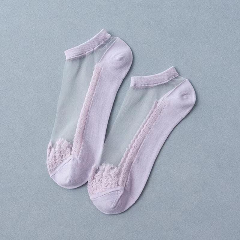 Женские носки, летние, новые, цветочные, кружевные, носки до щиколотки, мягкие, шелковые, тонкие, прозрачные, однотонные, милые, носки в стиле Лолиты