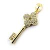 [N4037] - Gold Plated 'Key of Luck' Pendant (clover) - 25x11 Mm