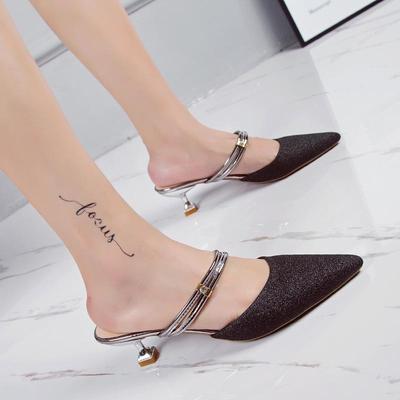 Летние заостренные блестки и женские сандалии-тапочки