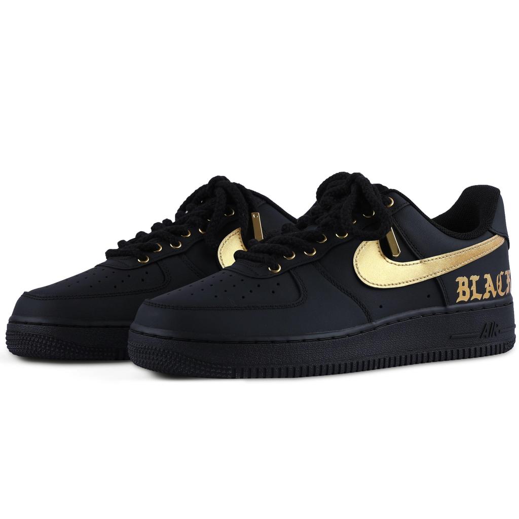 Nike Air Force 1 Покрытие Нескользящие Низкие Скейтбордические Кроссовки Унисекс Черный Золотой CW2288-001(Team55-SWOOSH)