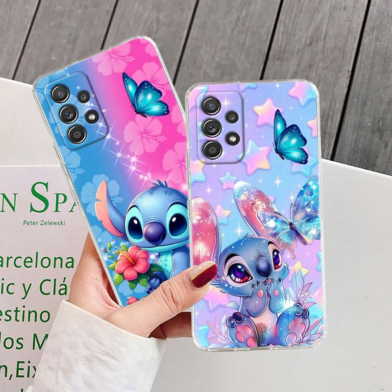 Прозрачный чехол Stitch для Samsung Galaxy A57 A37 A56 5G A36 Чехлы A55 A54 A35 A26 A07 A17 A16 A06 A34 A15 Ударопрочный чехол Бабочка