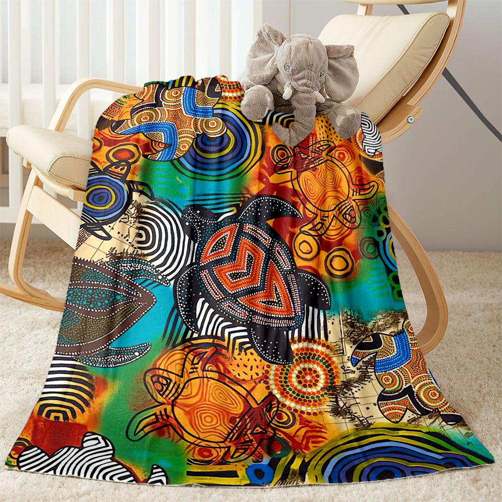Australian Aboriginal Style 143 Blanket Soft & Cozy Great for Couch Seaside Livingroom Four Seasons Multipurpose Stylish Decor