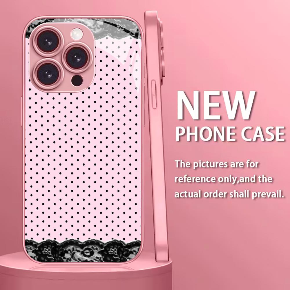 Modern Pink Polka Dot phone case for iphone 17 case for iphone 17 pro max cover Glass for iPhone 17 16 15 14 13 12pm Pro Plus
