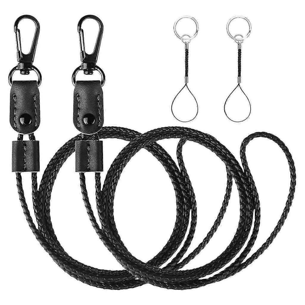 2 Pcs Braided Leather Badge Lanyards for ID Badges Holders Keys Long Strap Neck Lanyard Keychain for Men,Women B