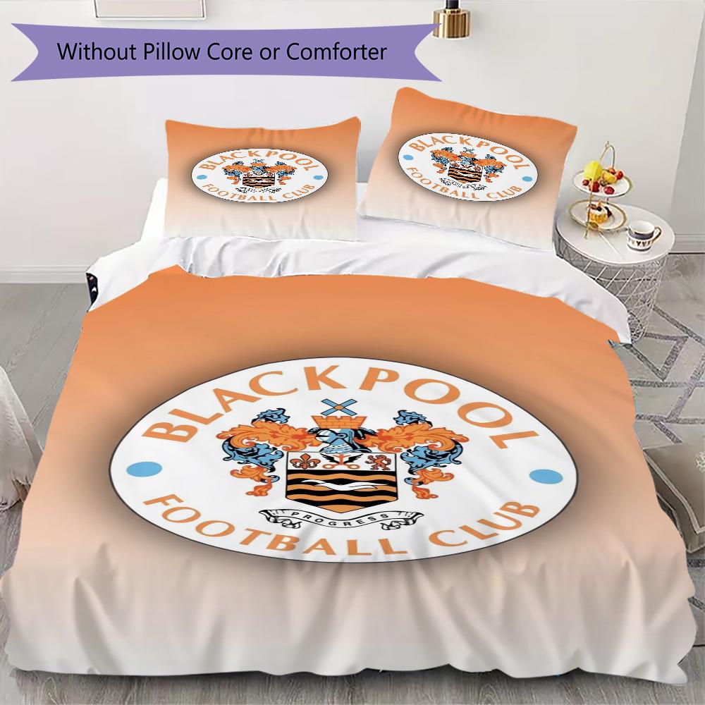 Blackpool Football Club Pattern Bedding uilt Set uilt Cover Pillowcase Home Decoration Birthday Gift (1*duvet cover + 2*pillowcase without core)