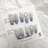 Искусственные ногти ручной работы, снежинки, сломанные алмазы, кристаллы, дымка, синие ногти для фототерапии, многоразовые и съемные ногти