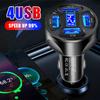4 Ports USB Digital Car Charger 66W Fast Charging Cigarette Lighter Adapter with Voltage Detection Compatible for iPhone iPad