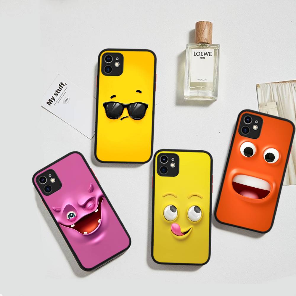 Funny Face Matte Translucent Phone Case For Iphone 16 ProMax 15 14 13 12 11 X XS PRO Plus