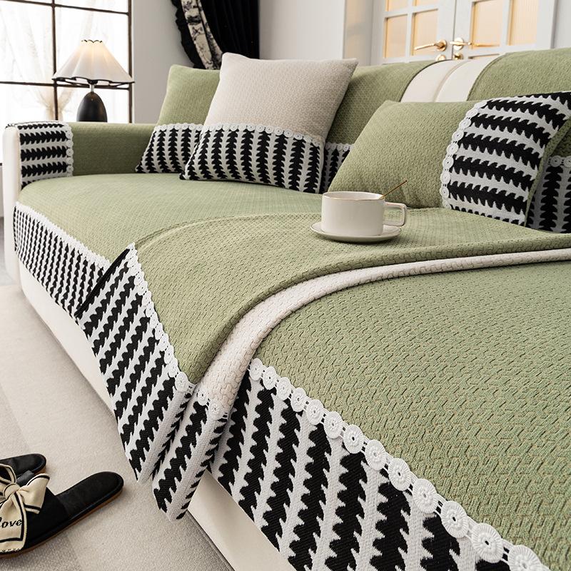 New Chenille Sofa Cushion, All-Season Non-Slip Seat Cushion, High-End Straight Row Sofa Cover Cover Cloth