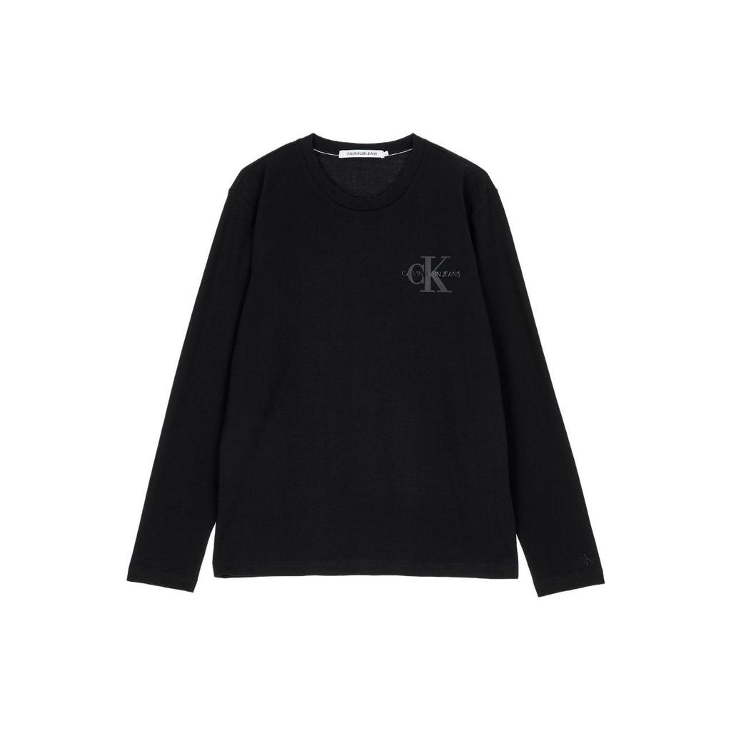 Calvin Klein Футболка с круглым вырезом и длинным рукавом с логотипом. Мужские топы, черные J319474-BEH