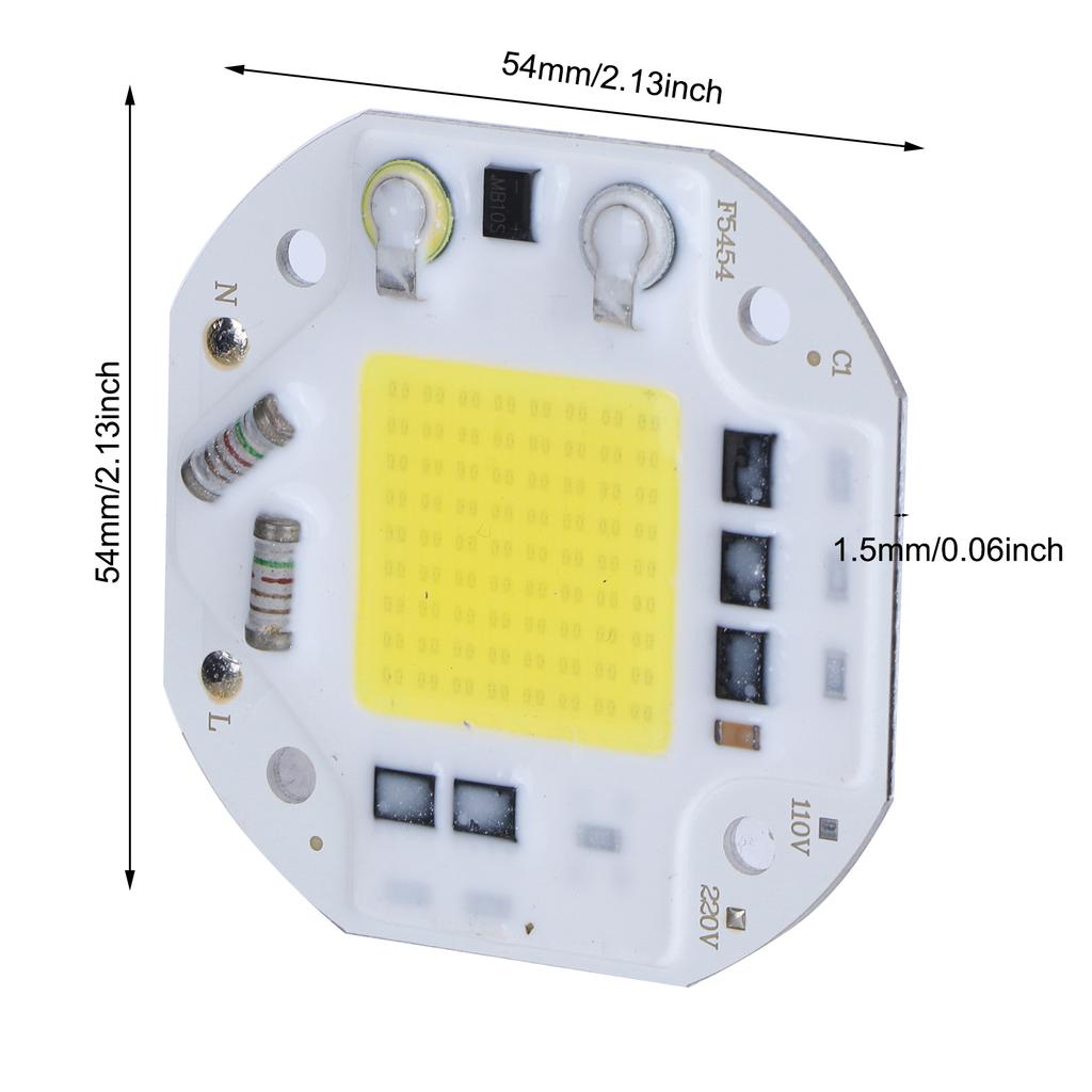 AC220V 50W Integrated Chip Light Source High Bright COB Bead Bulb Warm White