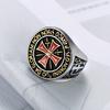 Mens Gold Red Cross Ring Titanium Steel Vintage Gothic Cross Finger Ring for Men