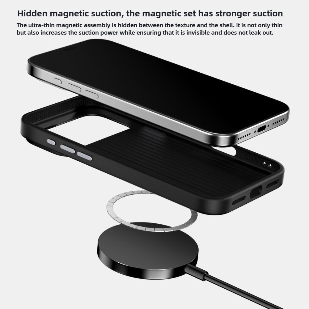 Magnetic Wireless Charging Carbon Fiber Pattern Phone Case for iPhone 17 Pro Max Air 16e 16 15 Plus 14 13 Metal Lens Grip Cover