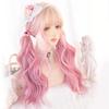 Парик Лолита RyuuCos Длинные волосы Кудрявый розовый парик Розовый градиент Натуральный Харадзюку Косплей Термостойкий Маскировка Настоящее событие Хэллоуин Рождество Школа
