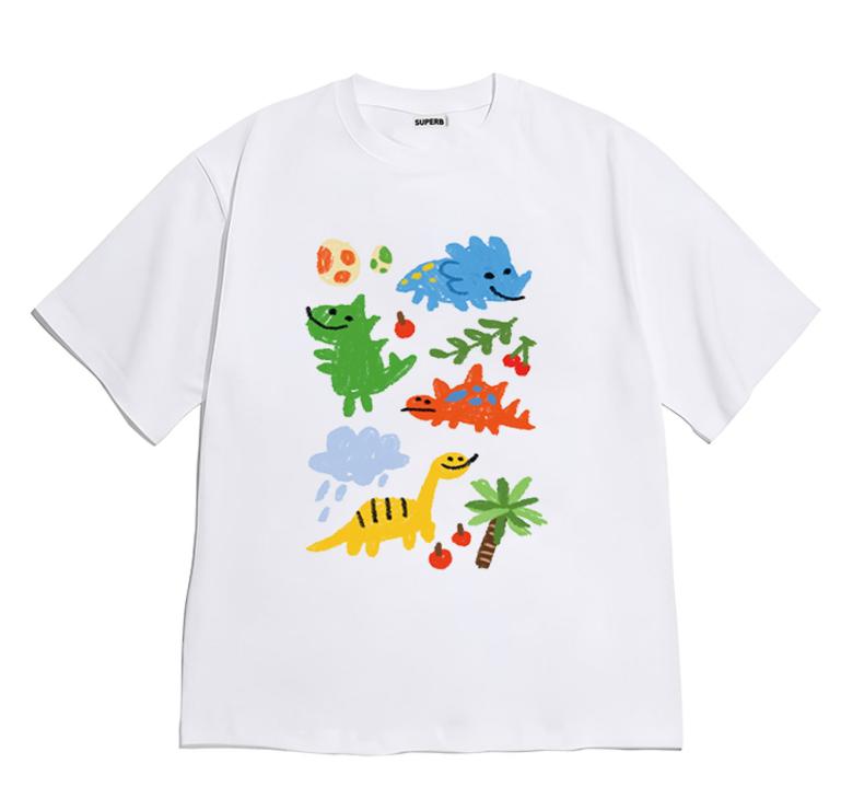 Kawaii TShirt Dinosaur Doodle Graphic Funny Aesthetic Casual Cute Short Sleeve Tee Shirt Vintage Gothic Tops for Women Unisex