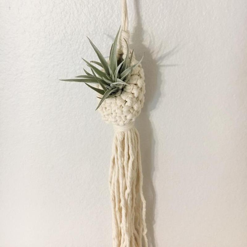 Подвесная корзина ручной работы в форме ананаса, ландшафтный дизайн, хлопковое цветочное кашпо макраме для гостиной, украшения для балкона