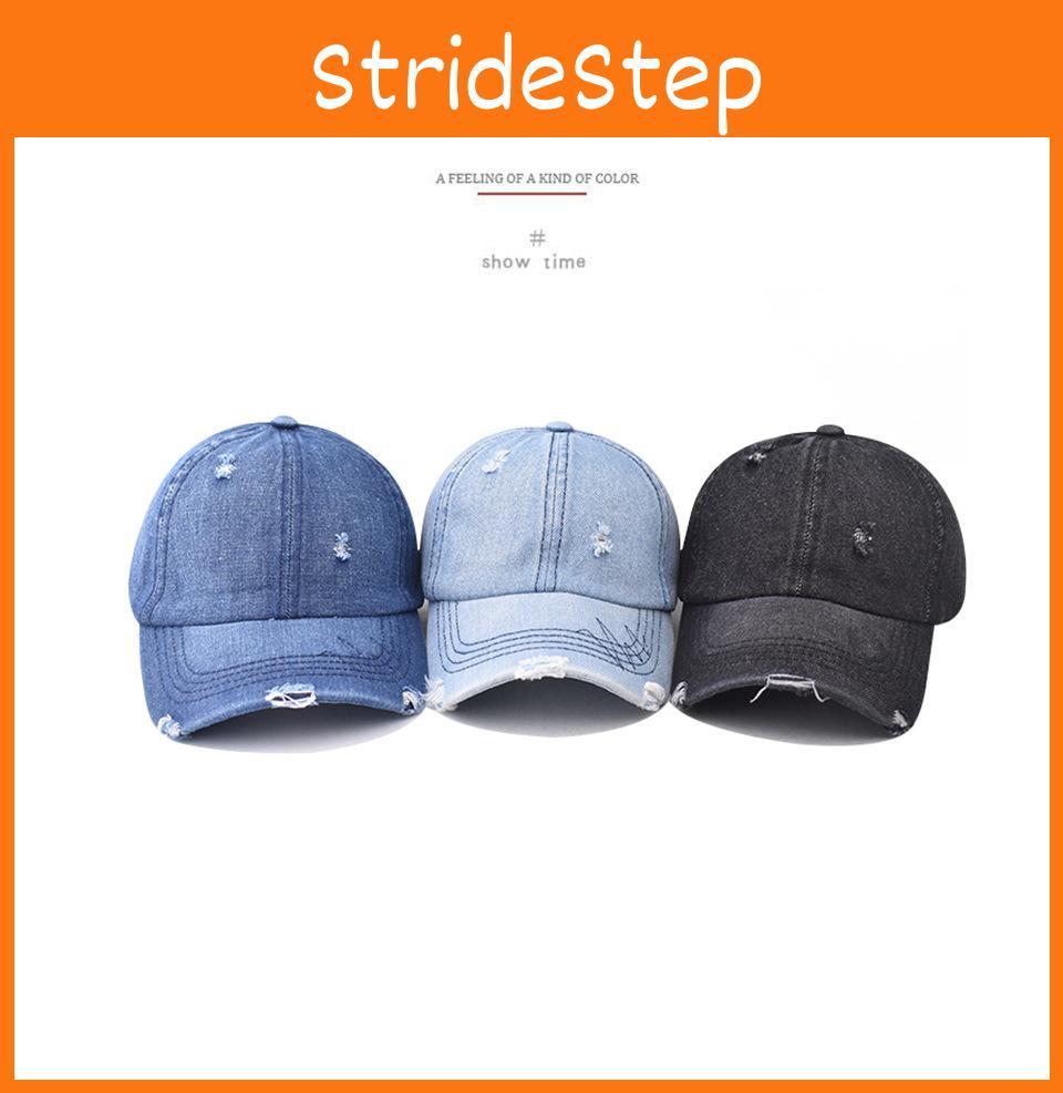 Fashionable Damaged Design Neutral Sunshade Denim Baseball Hat For Outdoor