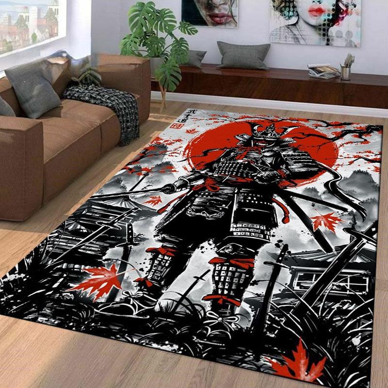 Samurai Spirits Большой Ковер для Гостиной Креативный Ретро Восточный Коврик для Прихожей Ковер Спальня Домашний Декор Нескользящий Напольный Игровой Коврик