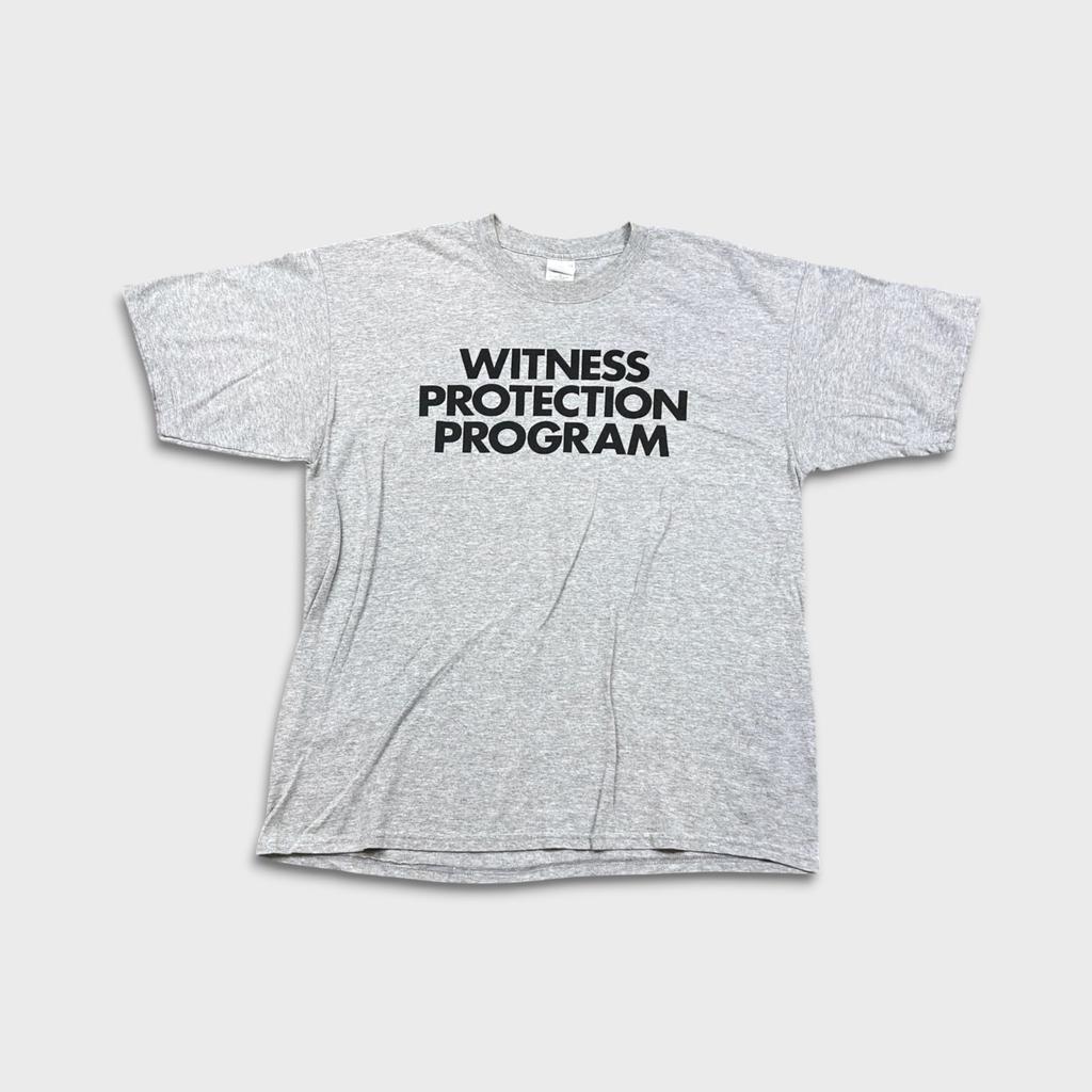 Vintage Witness Protection Program T Shirt Mens XL Gray Y2K Novelty Tee